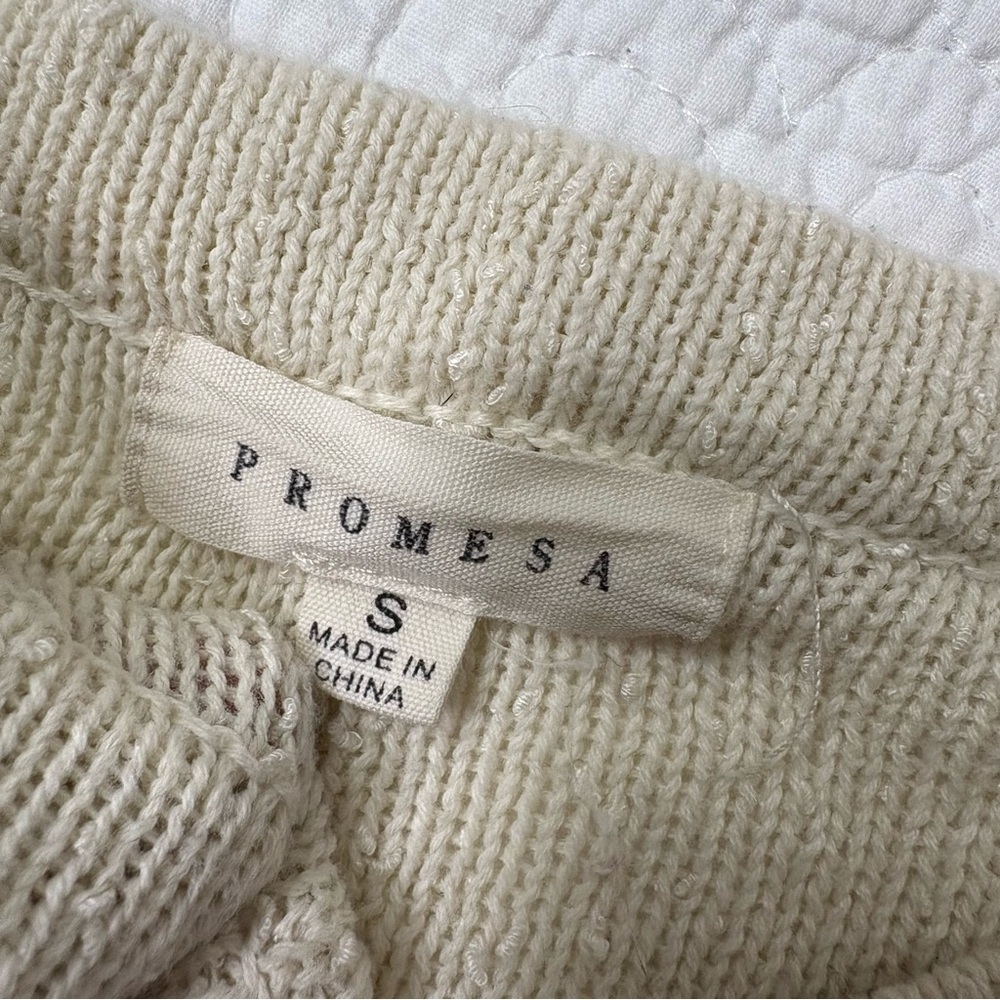 Promesa Cream Knit Sweater Fall Capsule Wardrobe Balloon Sleeves | Women’s S - Picture 5 of 12